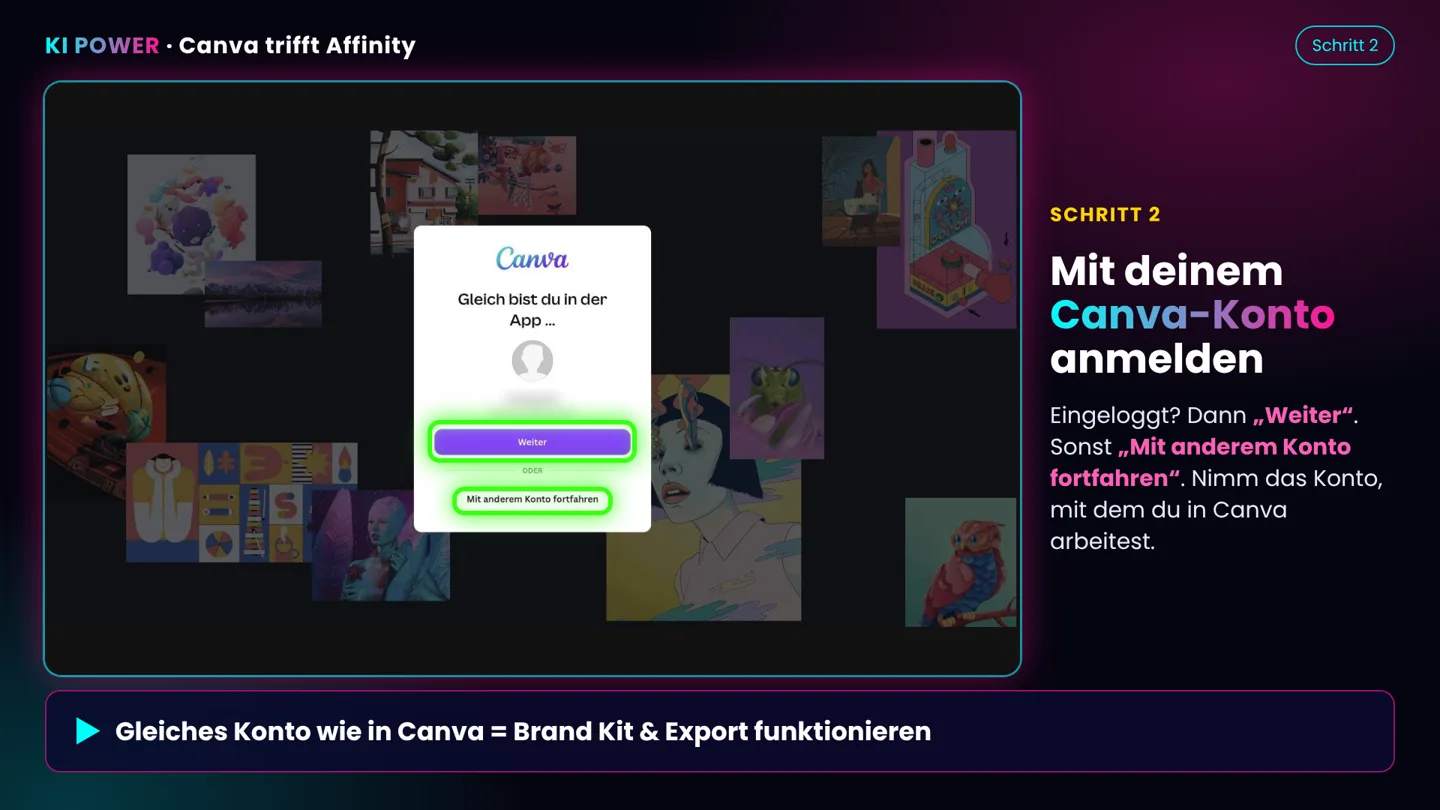 Screenshot: Mit Canva anmelden