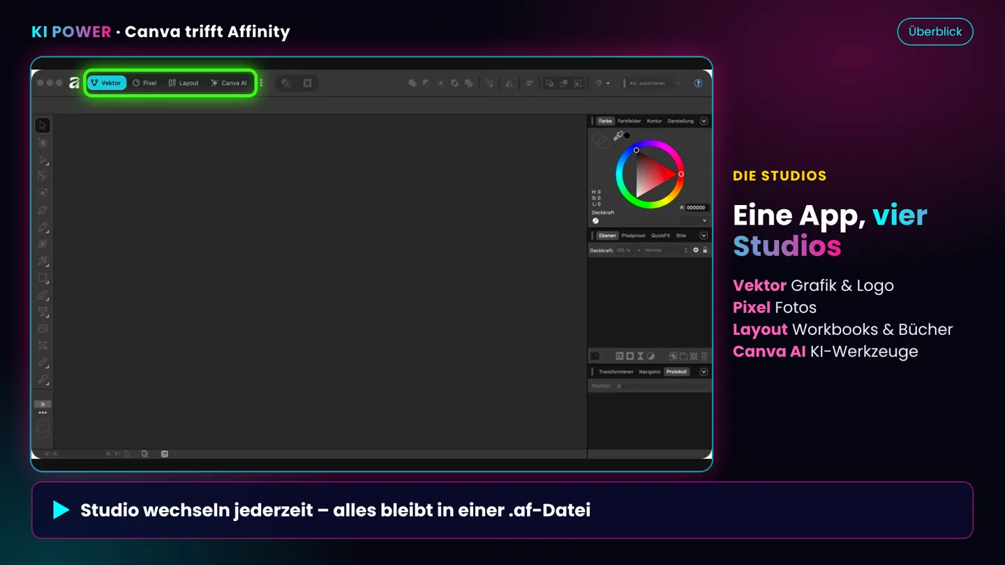 Screenshot: Die Studios entdecken