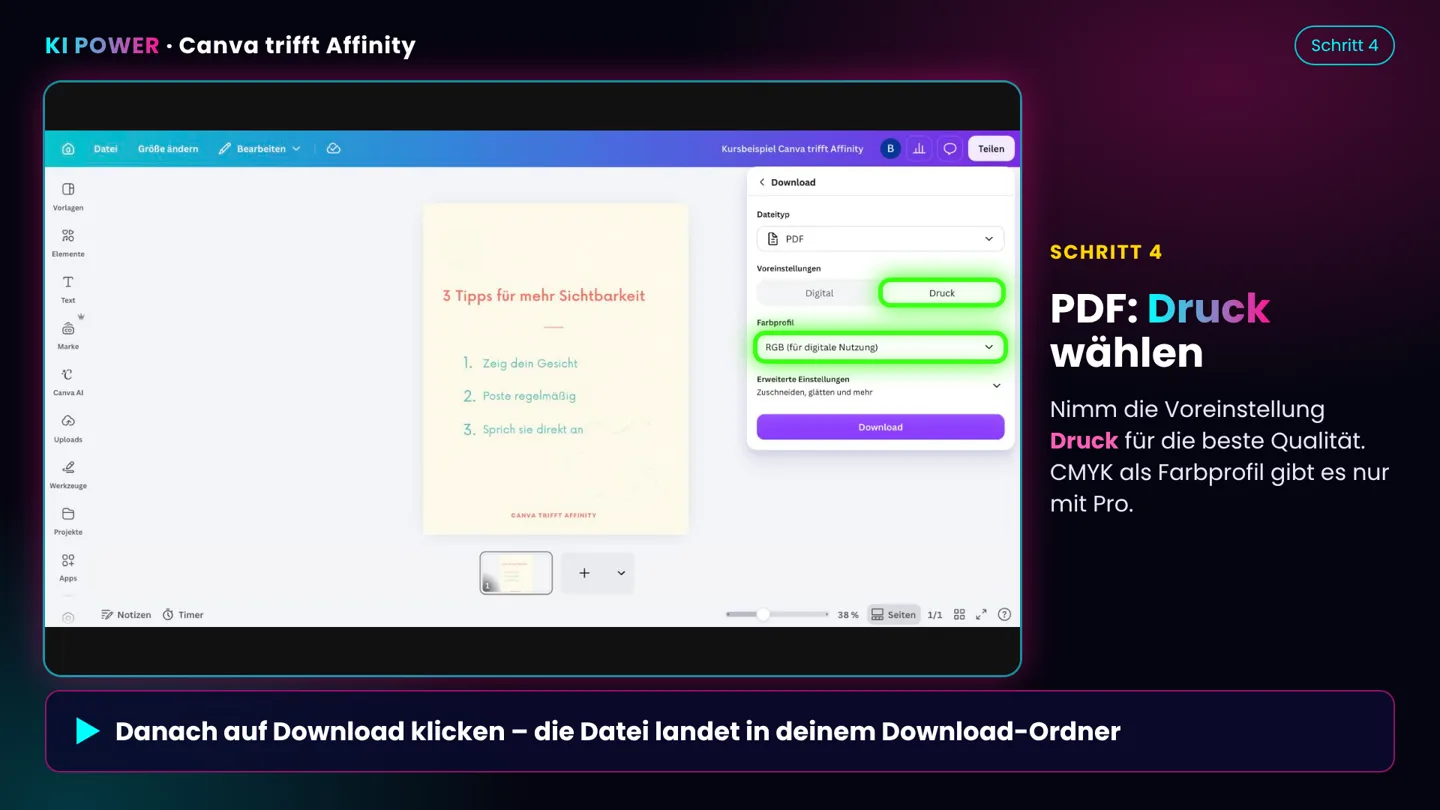 Screenshot: PDF-Einstellungen