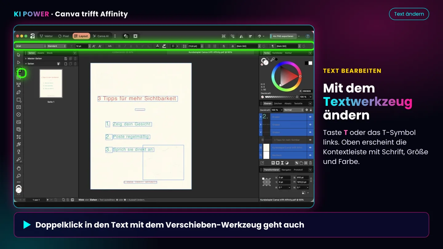 Screenshot: Text ändern