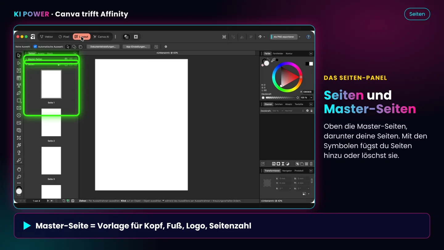 Screenshot: Seiten-Panel