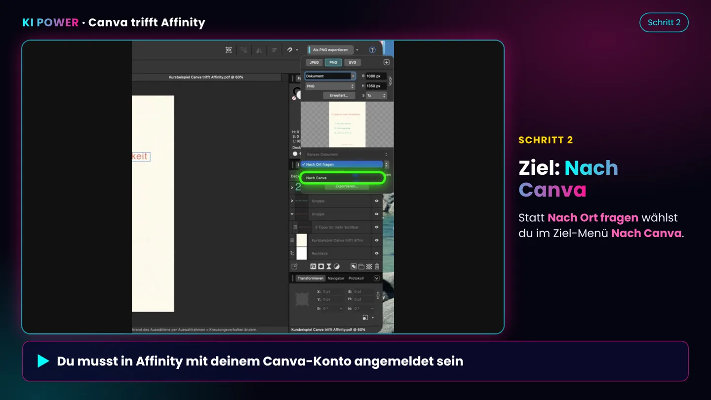 Und zurück nach Canva!