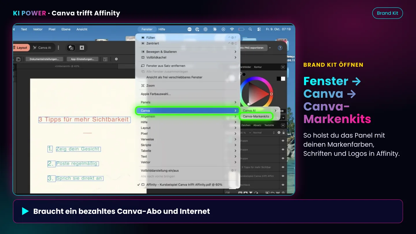 Screenshot: Brand Kit öffnen