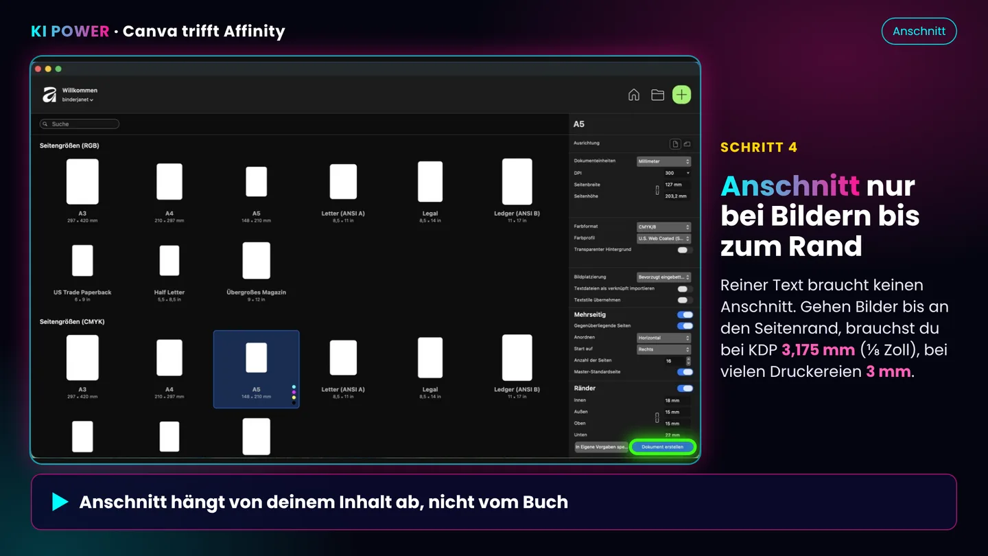 Screenshot: Anschnitt nur bei Bildern bis zum Rand