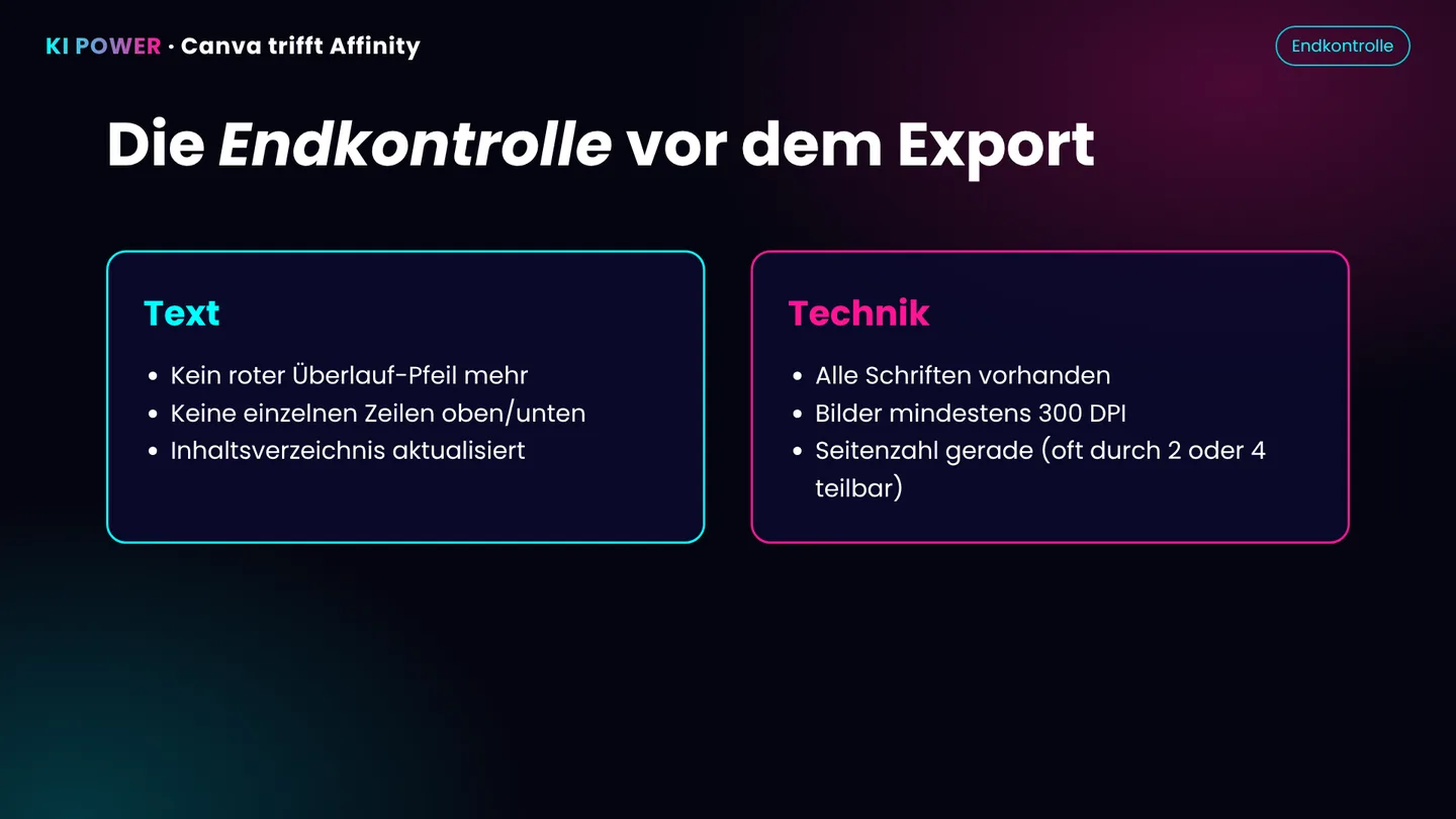 Screenshot: Endkontrolle